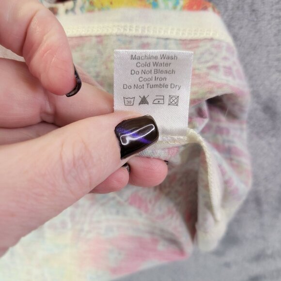 Coldwater Creek Womens Paisley Floral Top XXL Multicolor Short Sleeve Boho Artsy - Picture 8 of 9